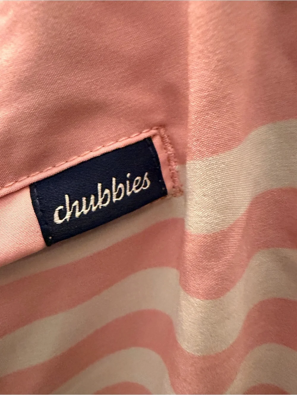 Chubbies Mens Pink Blue Striped Swim Trunks 7 Inch Inseam Large L Summer Beach